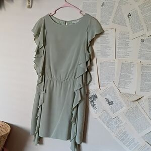 Annie Griffin Sage Silk Ruffle Dress